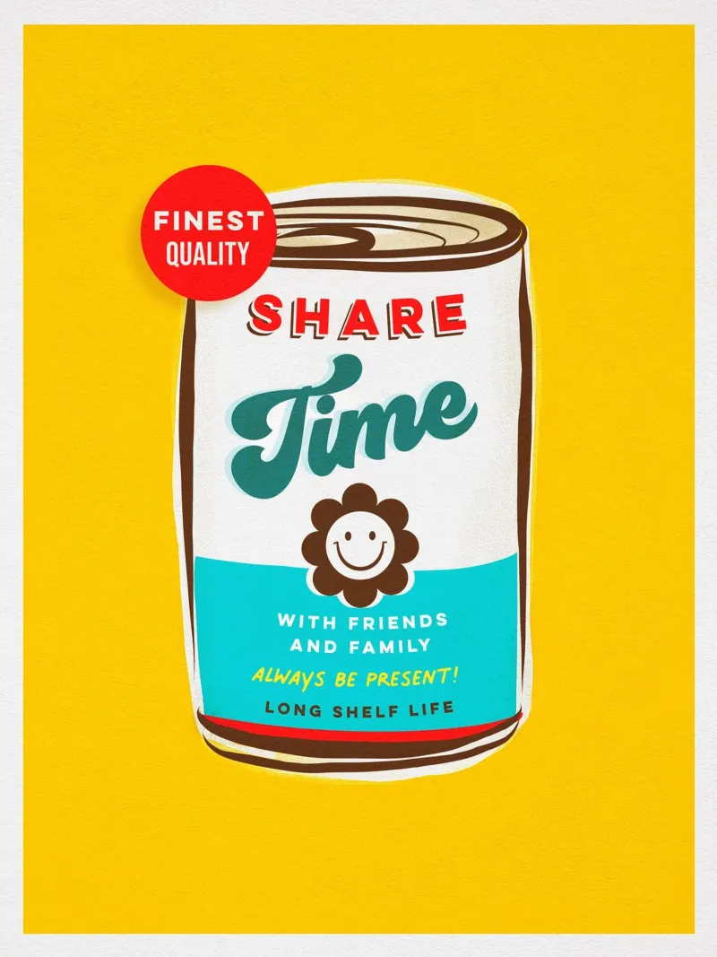 Share Time • Always Be Present Typographic 'can art' canvas by Dominique Vari Words