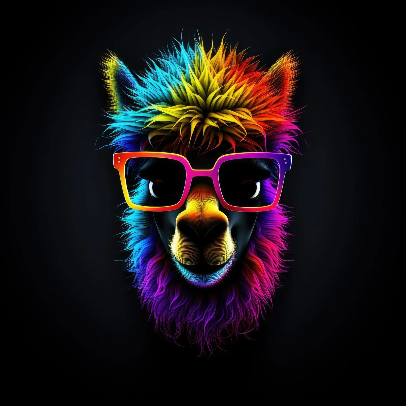 Neon Glowing Alpaca poster by Animal Portraits