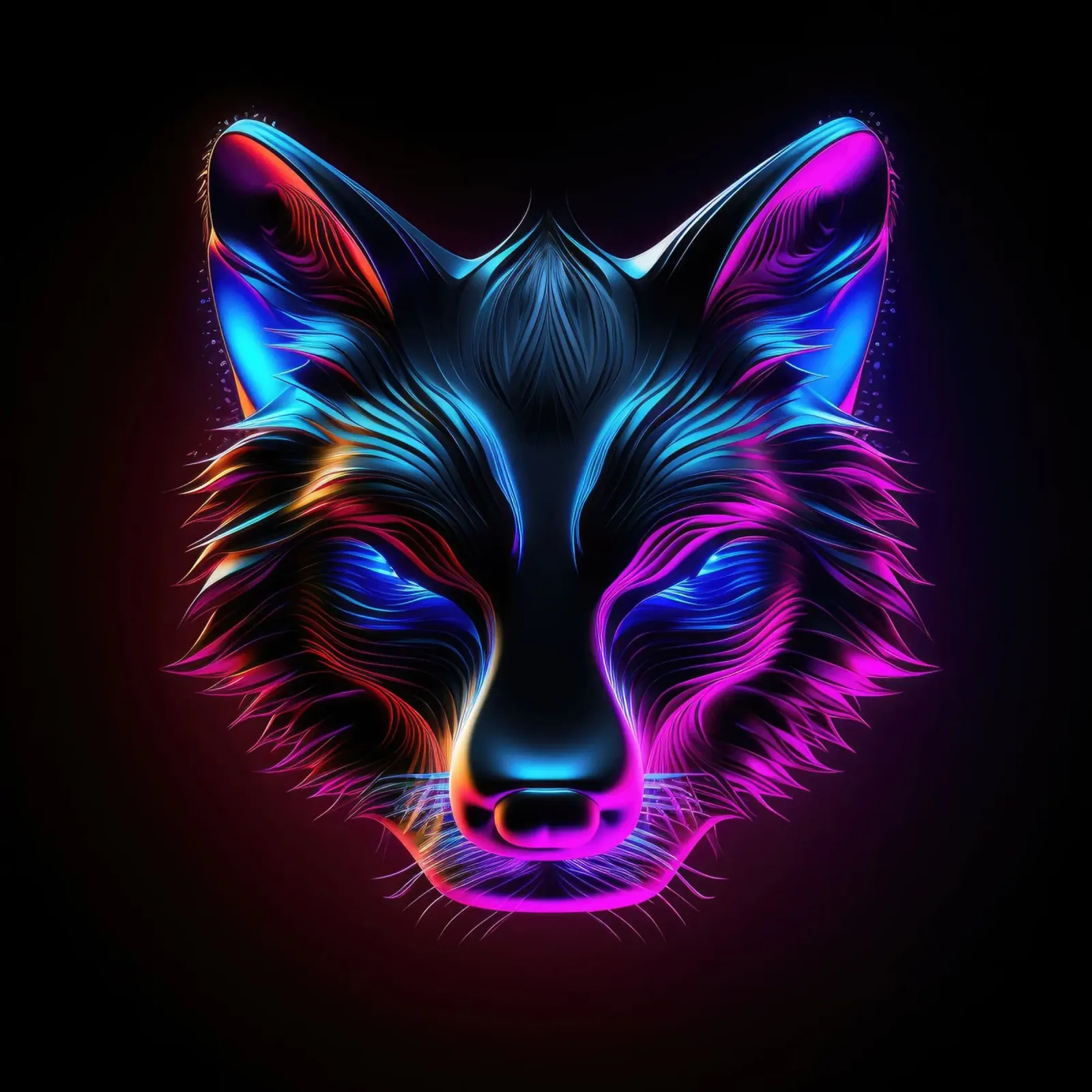 Neon leuchtender Polarfuchs Hahnemühle von Animal Portraits