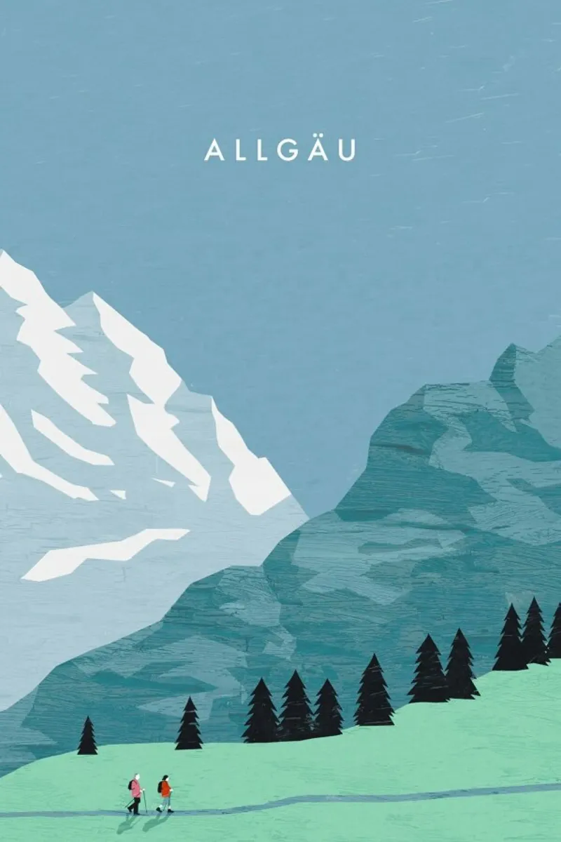 Allgäu poster con telaio in legno da Katinka Reinke