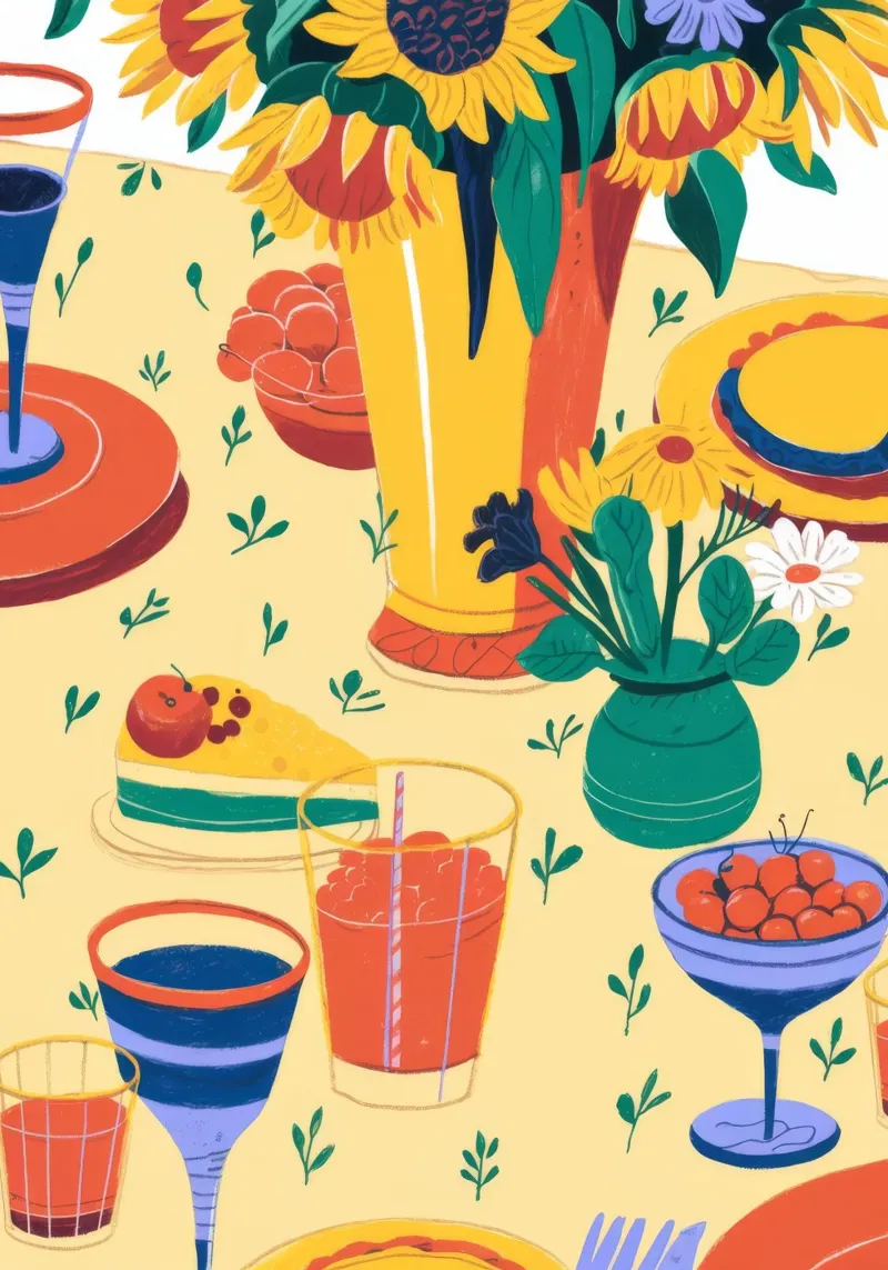 Brunch nel giardino illuminato dal sole poster con telaio in alluminio da Kamera Obskura