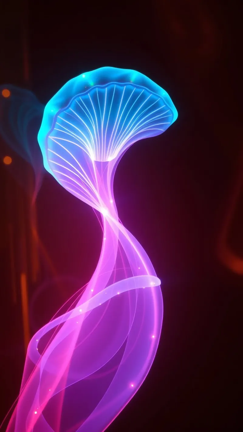 Vibrant abstract design featuring glowing jellyfish canvas with Floater frame by DesignDoodle