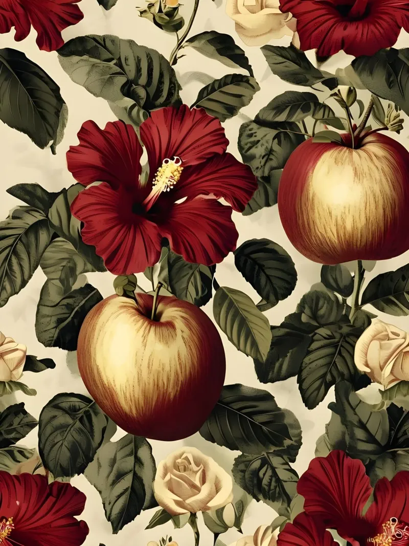 Rosa d'epoca e fiore di mela carta hahnemühle da RETRO VINTAGE EDITION