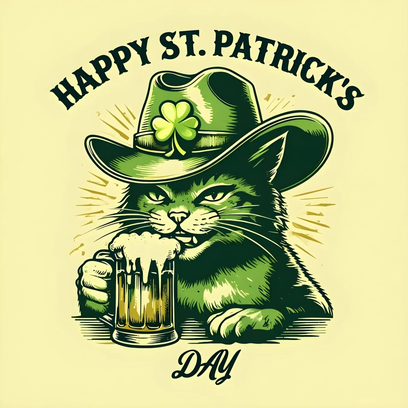 Gelukkige St. Patrick's Day katten canvas van RETRO VINTAGE EDITION