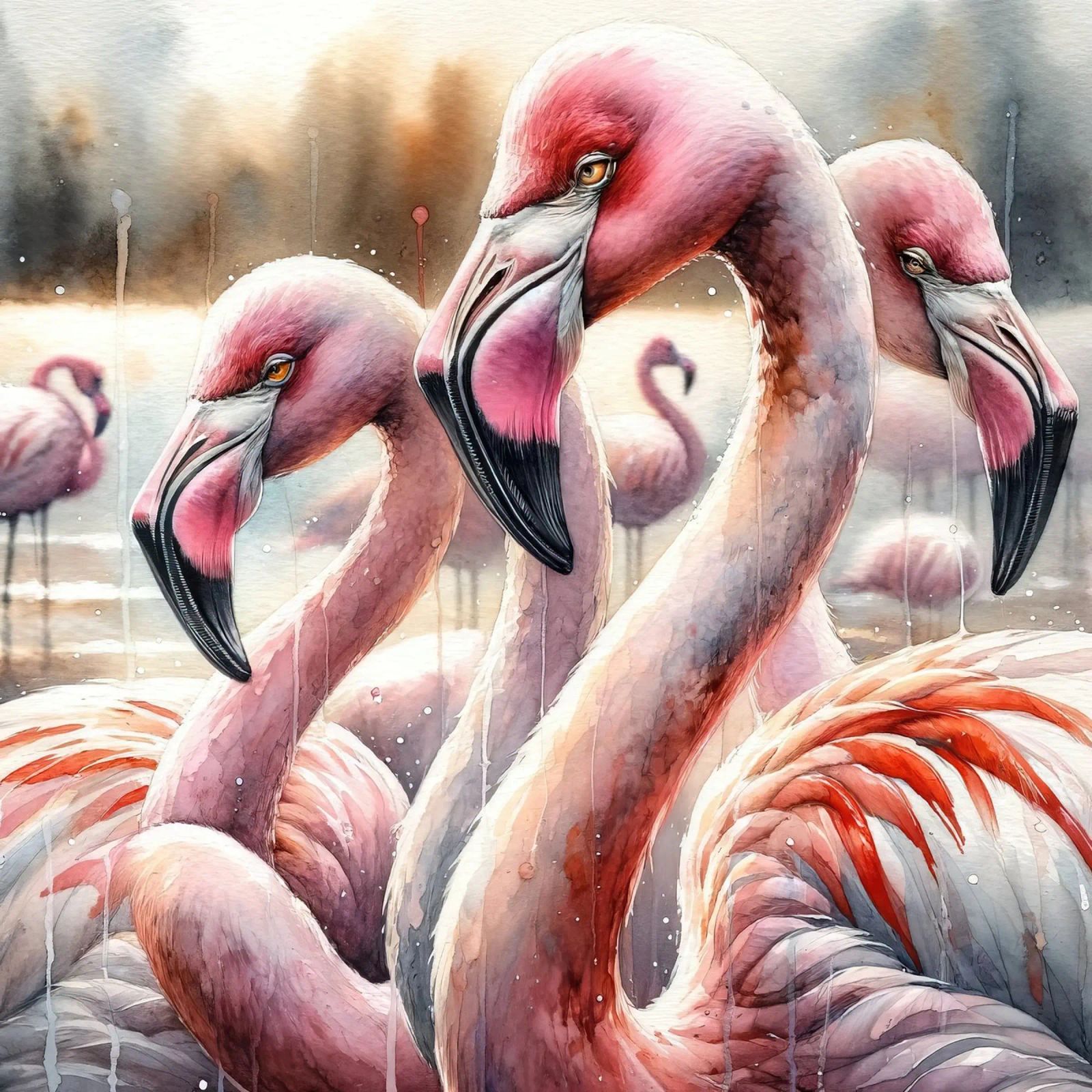 Flamands à l'aquarelle poster de Chromatic Fusion Studio