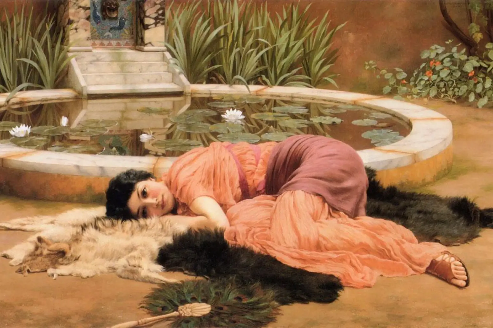 John William Godward - Dolce Far Niente pellicola backlit da Timeless Artworks