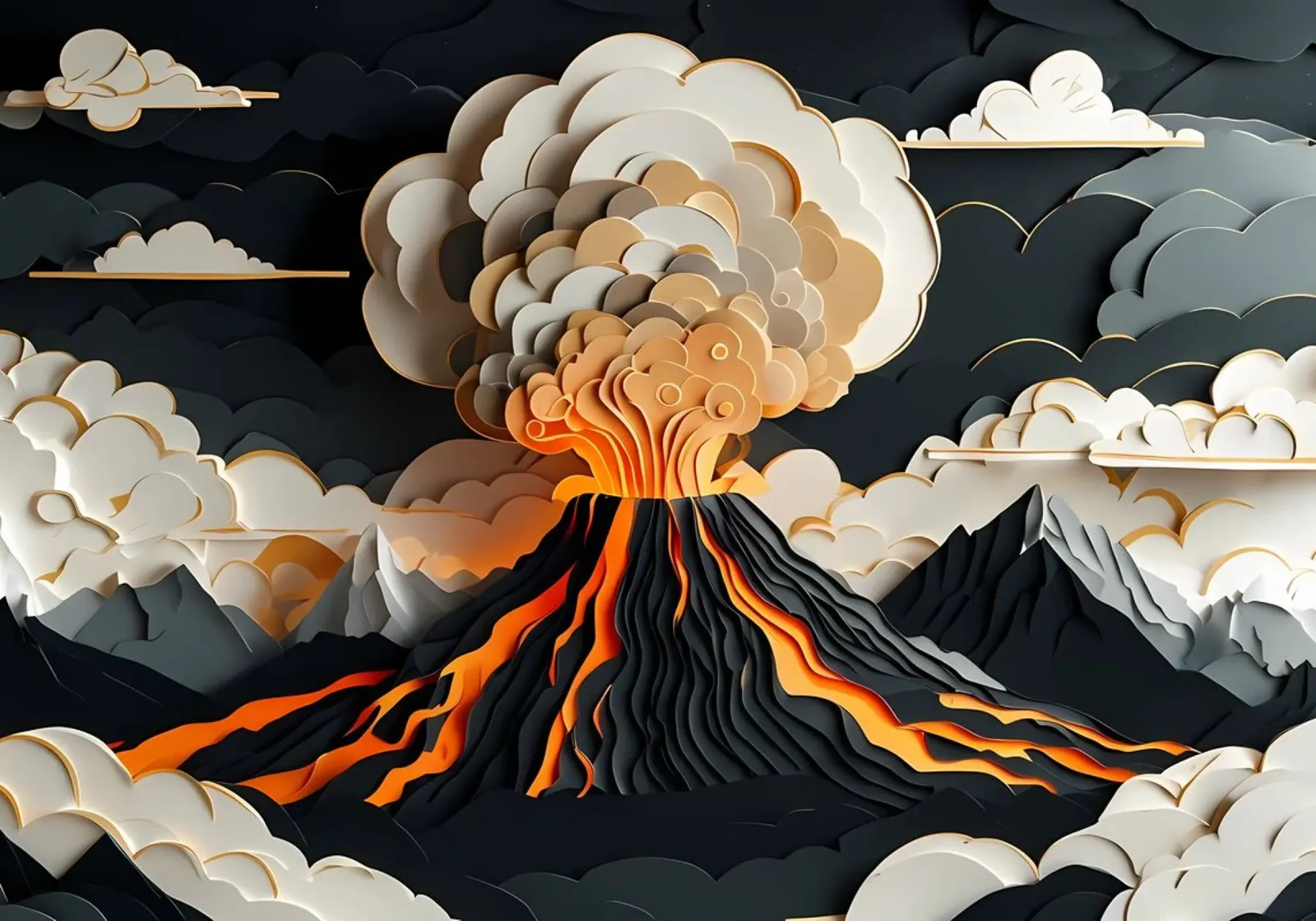 Furia vulcanica: un'eruzione con taglio di carta pellicola backlit da Artistic-shop