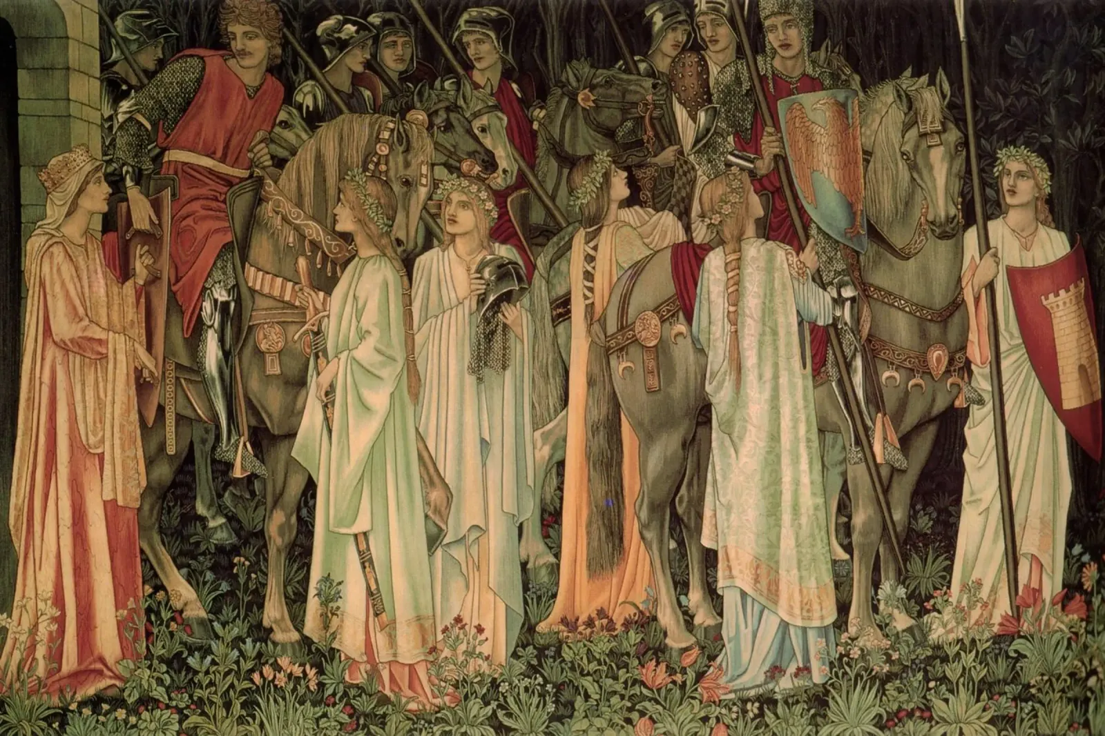 Arazzo del Santo Graal - L'armamento e la partenza dei cavalieri alluminio dibond da Timeless Artworks
