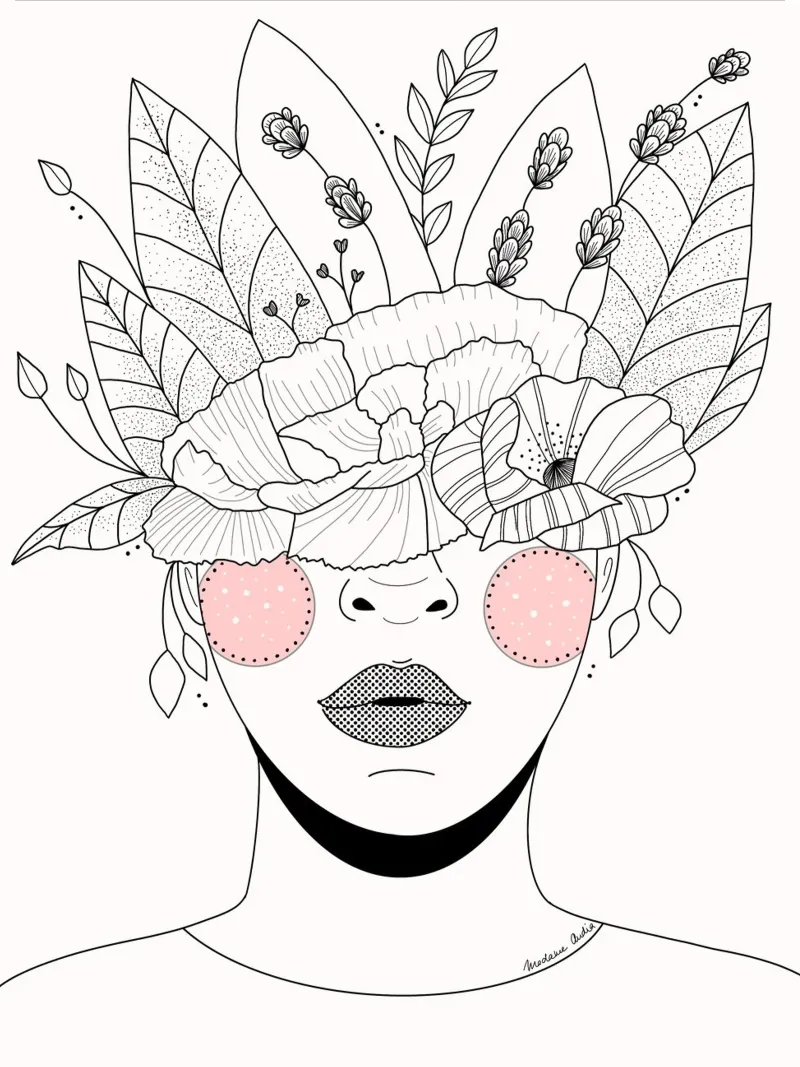 Blossom - Fineline Art poster con marco de plástico de Madame Andia