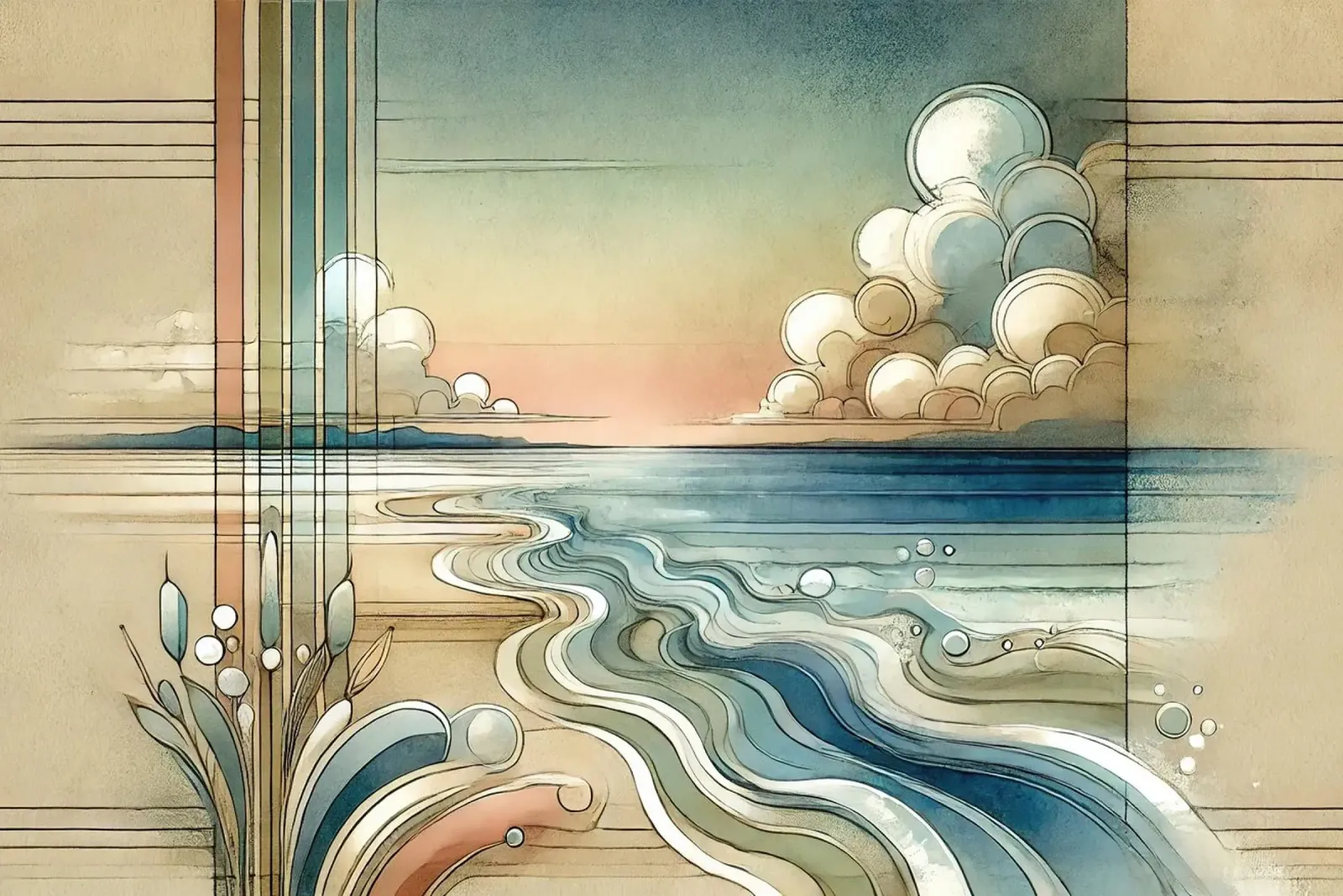 Abstracte kustschemering in art deco canvas van Chromatic Fusion Studio