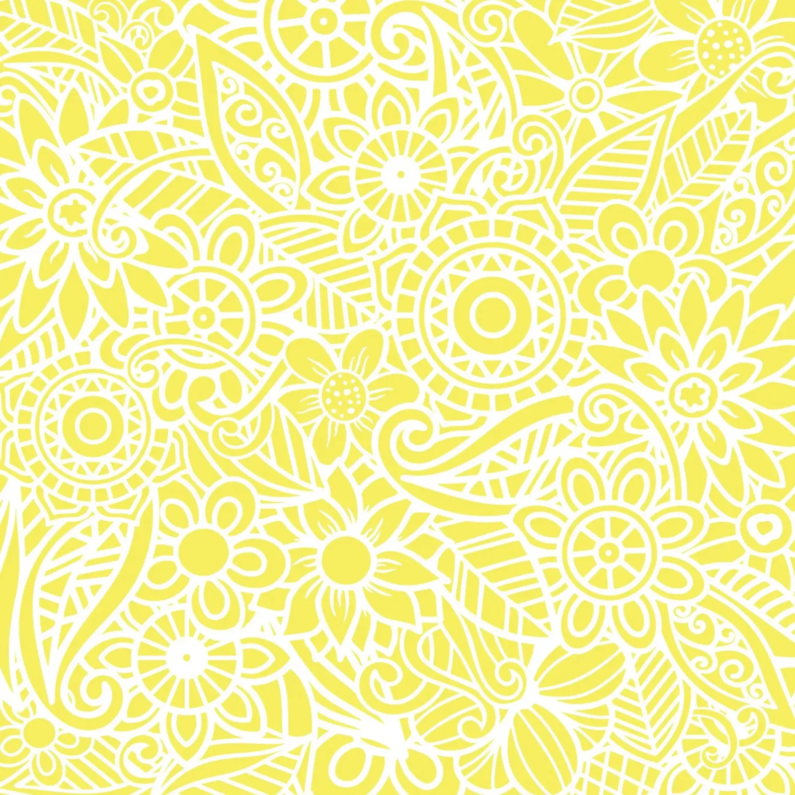 Yellow Floral Mandala Pattern poster con telaio in plastica da Spiritual Touch