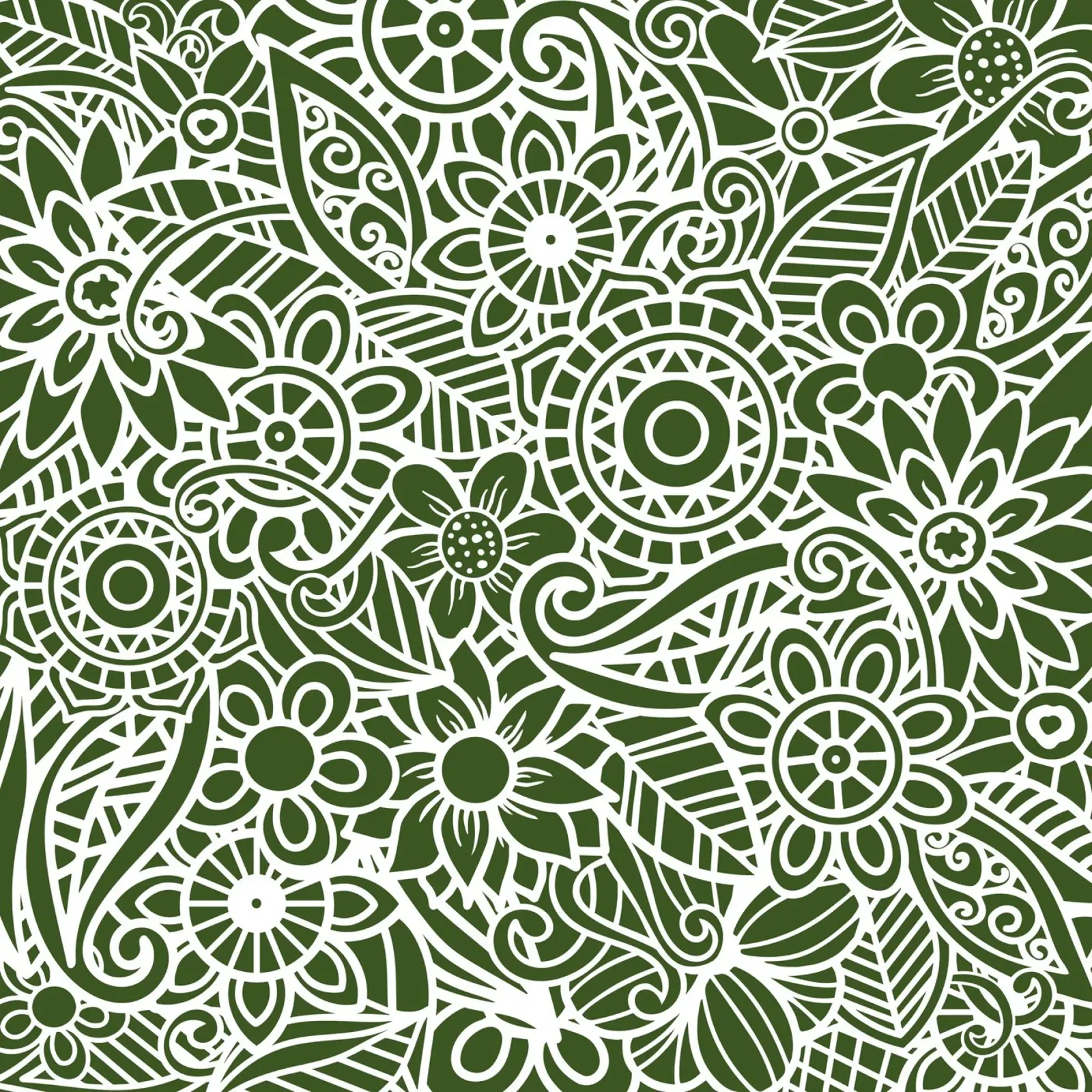 Mandala floreale verde scuro poster con telaio in legno da Spiritual Touch