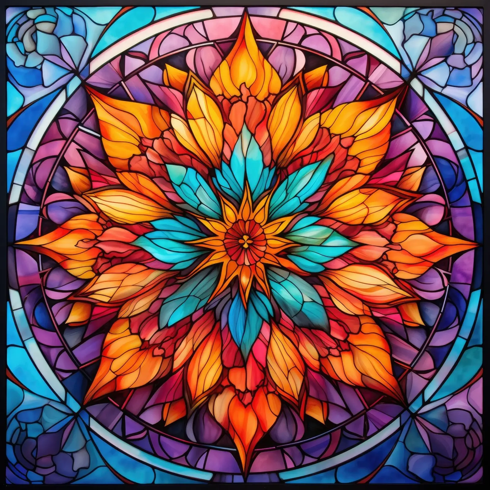 Mandala in vetro colorato pellicola backlit da Spiritual Touch