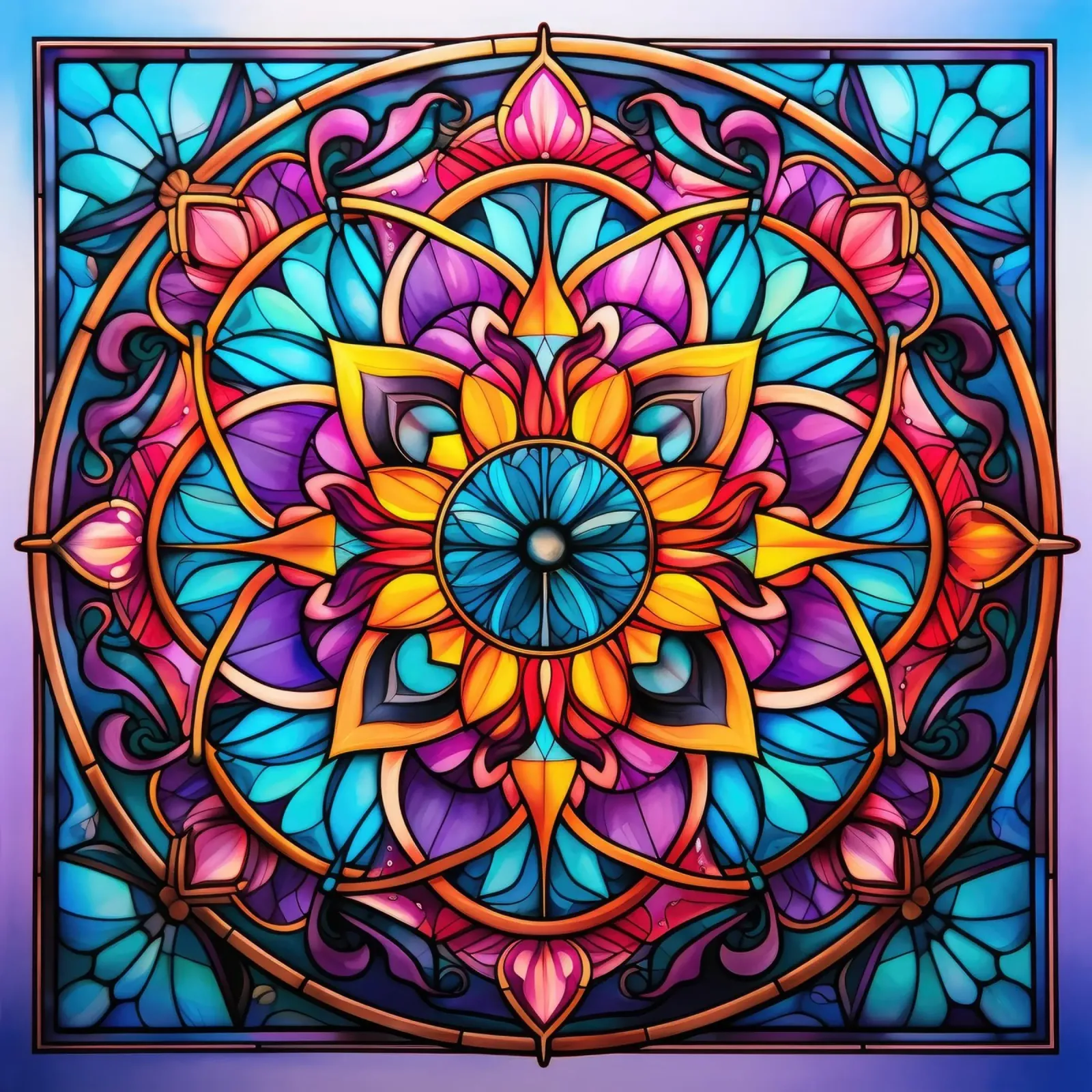 Mandala in vetro colorato pellicola backlit da Spiritual Touch