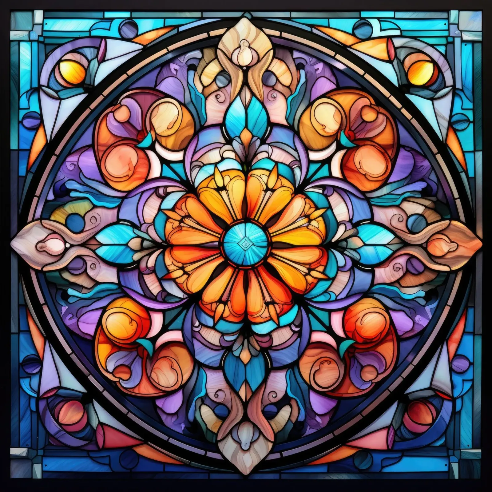Mandala in vetro colorato pellicola backlit da Spiritual Touch