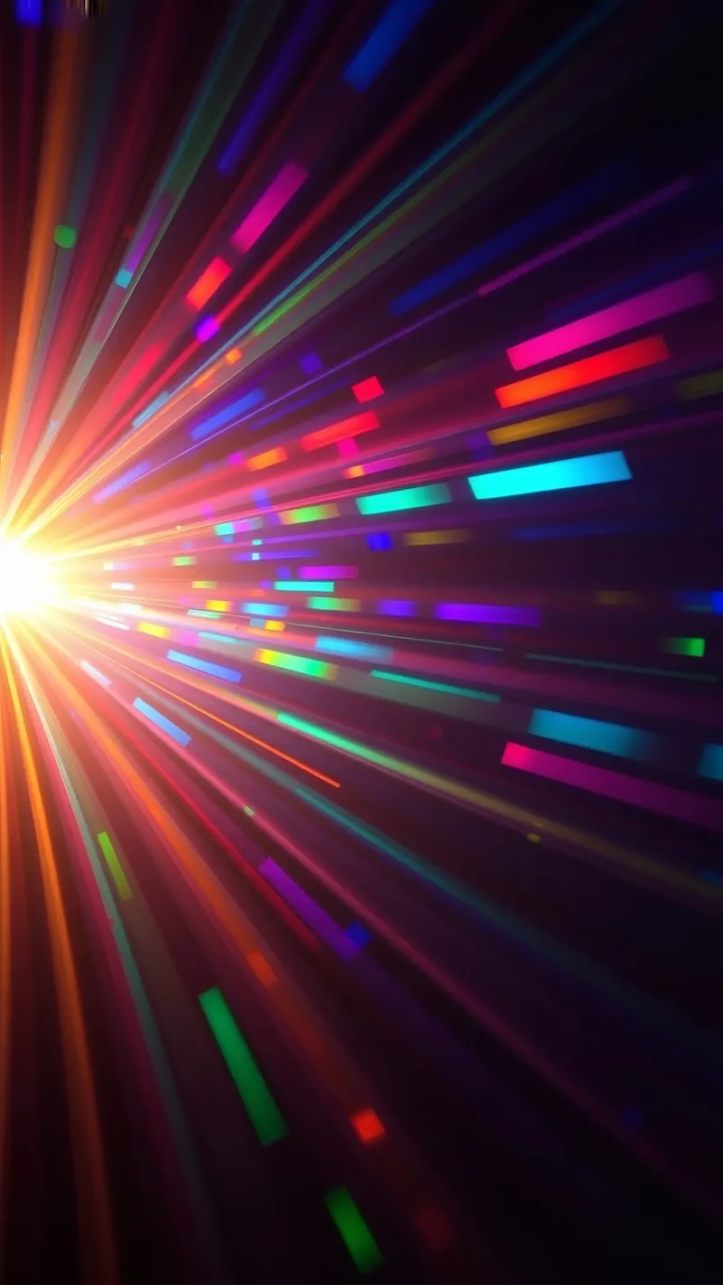Vibrant abstract light rays radiate from a central point hahnemühle by DesignDoodle