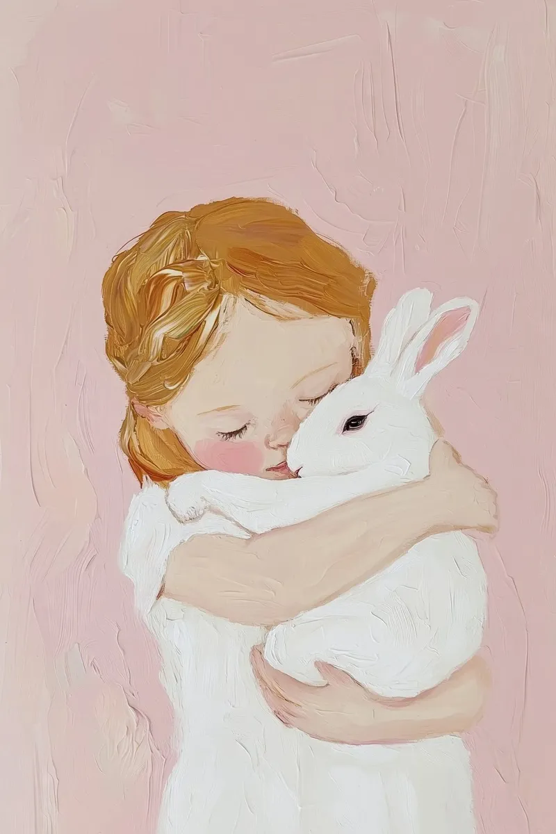 Bunny Playroom Print, kinderkamer muurkunst, moderne roze kunst canvas met Baklijst van Little Lila