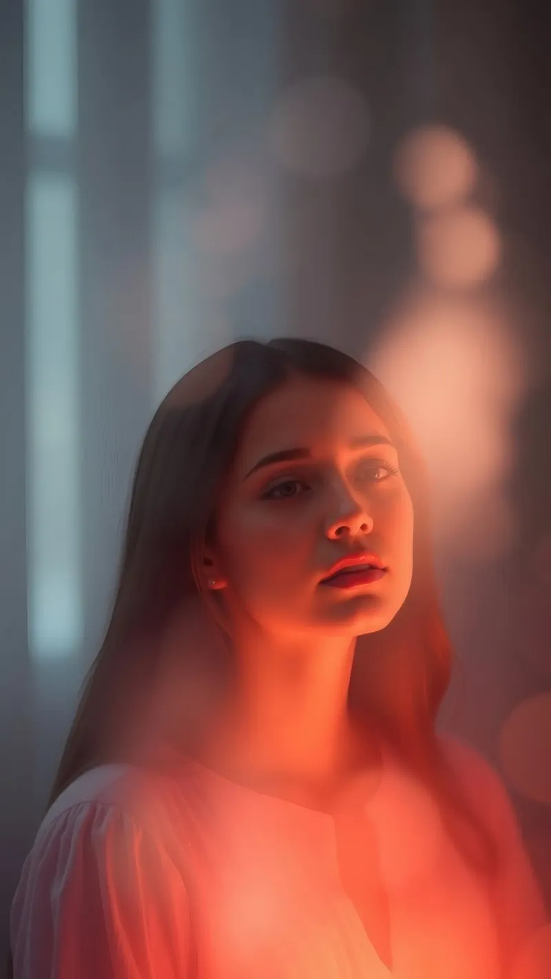 Portrait captivant d'une jeune femme illuminée par un rêve hahnemühle de DesignDoodle