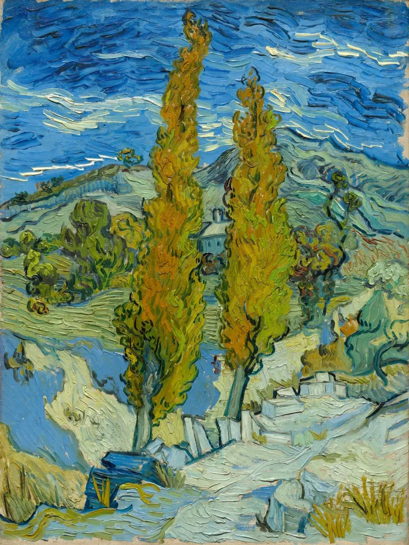 Vincent van Gogh - Due pioppi sulla collina pellicola backlit da Timeless Artworks