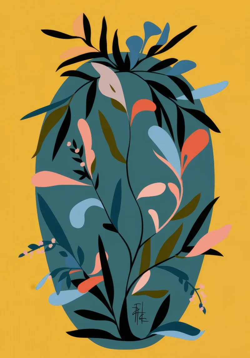 Dark Botanical Silhouette alu-dibond by Kamera Obskura