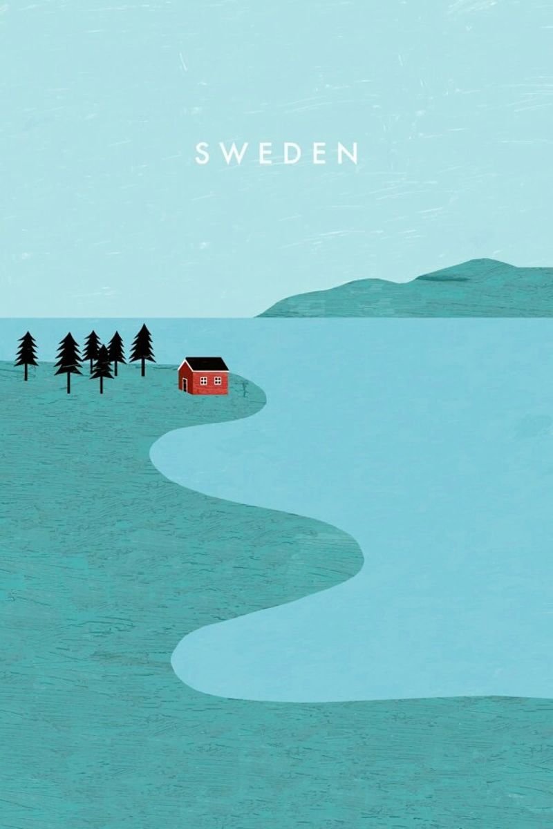 Schweden poster with aluminum frame by Katinka Reinke