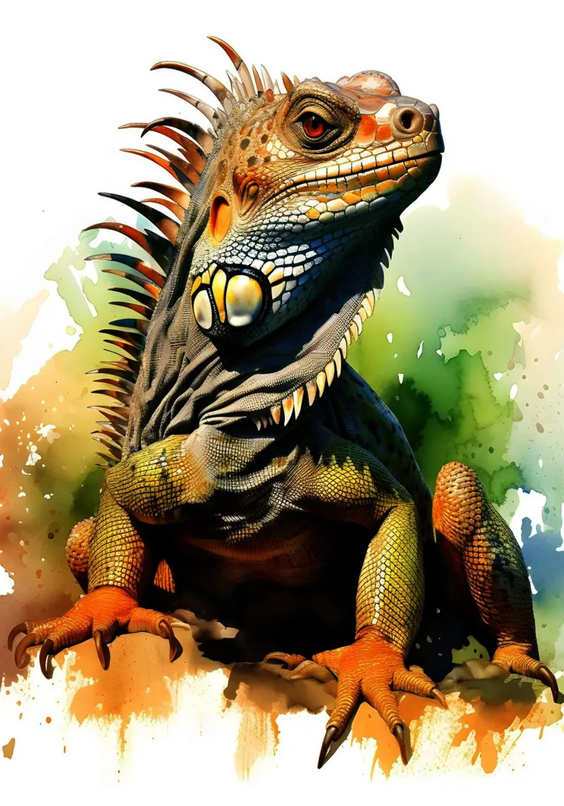 Acquerello sull'iguana pellicola backlit da kaiyaraiya