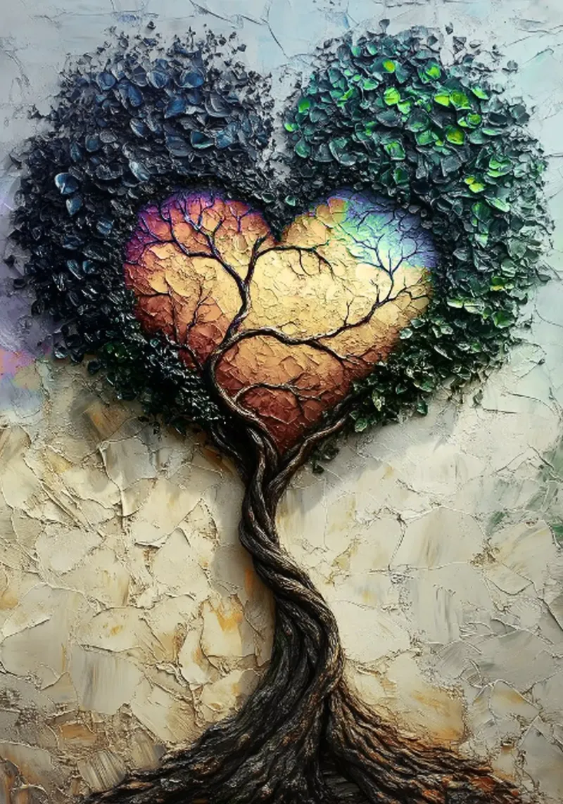 Alberi dell'amore - Acquerello d'arte poster con telaio in plastica da kaiyaraiya