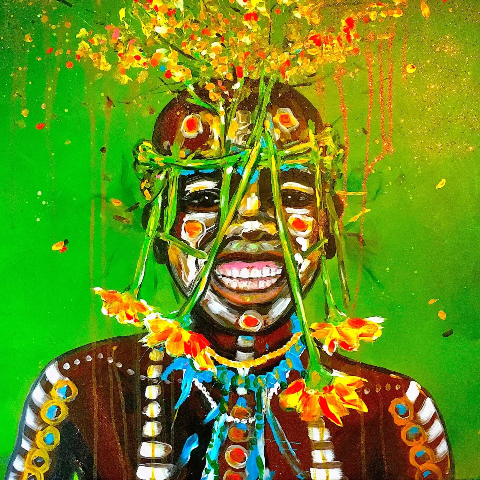 Blumenkind Afrika Poster von Happy 😃 Art 🎨 by Christine Schnoell
