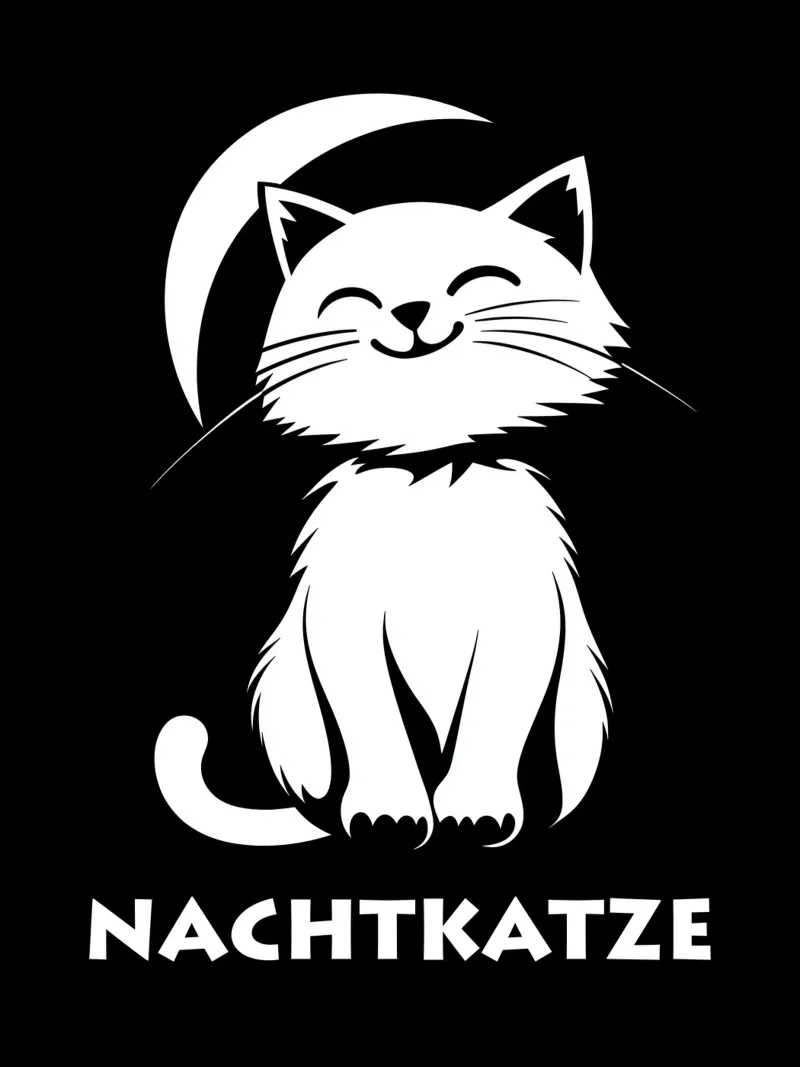 Nachtkatze | kat en halve maan ontwerp voor shirts enz. canvas met Baklijst van Autofocus