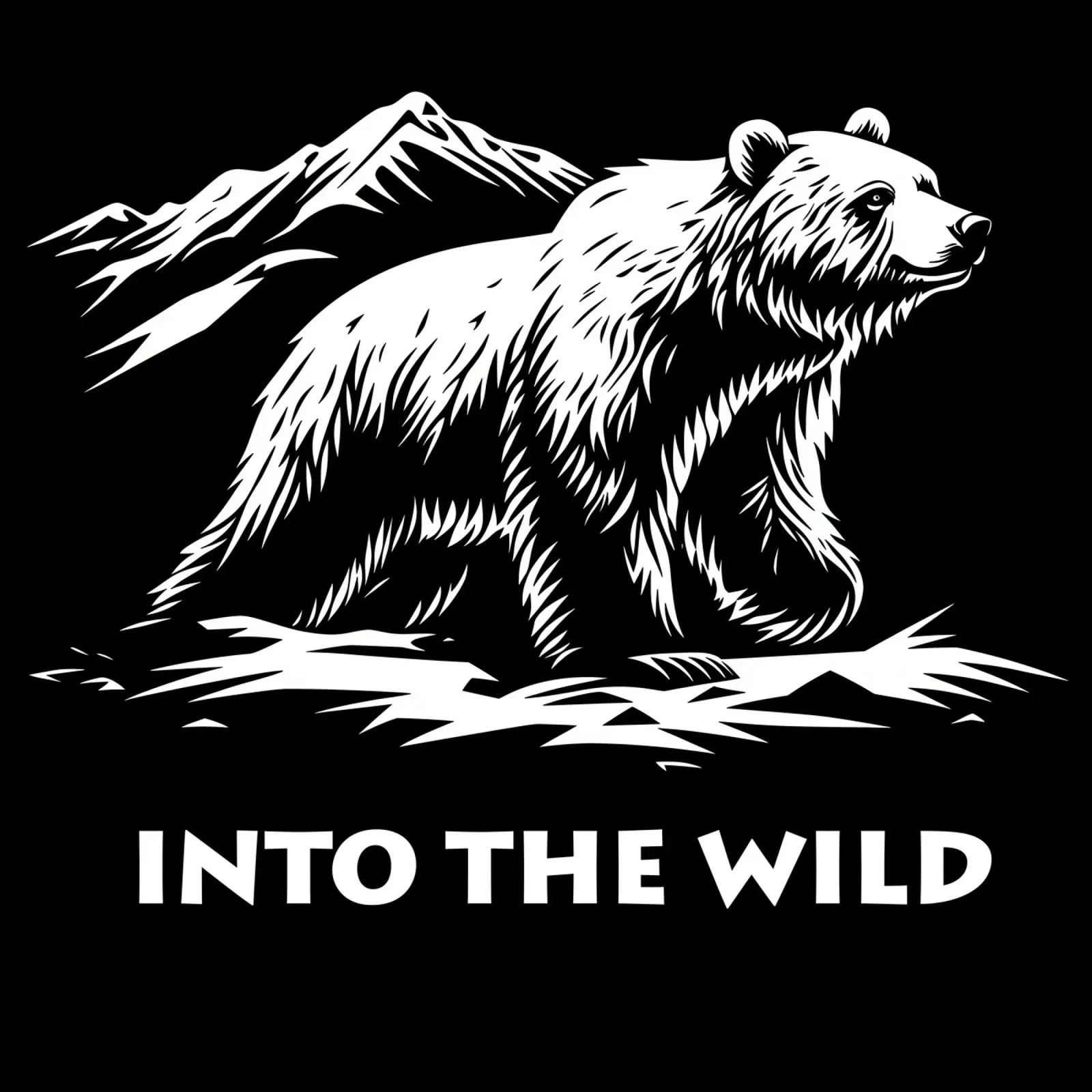 Logo e font Into The Wild | Orso e montagne alluminio dibond da Autofocus