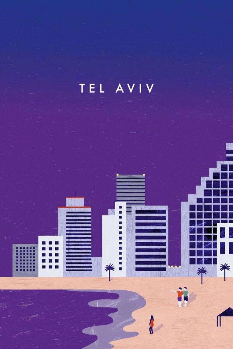 Tel Aviv Leinwand mit Schattenfugenrahmen von Katinka Reinke