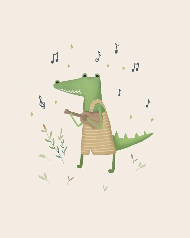 Clement the Crocodile - Musical Nursery Art Print canvas by Urchin Bay Art