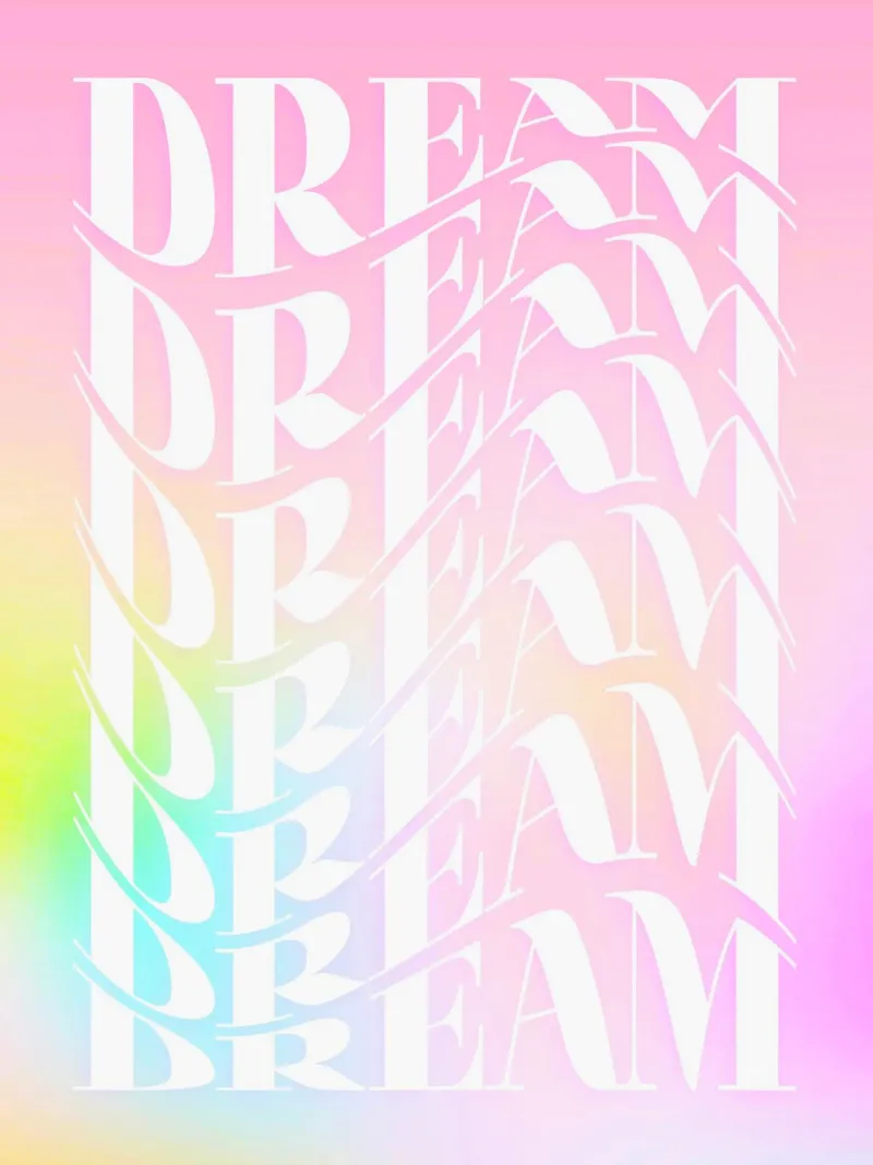 Sueño Sueño Sueño Repetición - Gradiente Arco Iris de ensueño poster de Dominique Vari Words