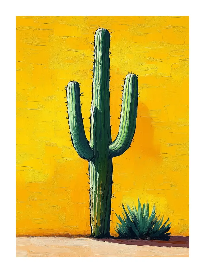 Vernice del deserto dei cactus poster con telaio in alluminio da Flora & Horizon