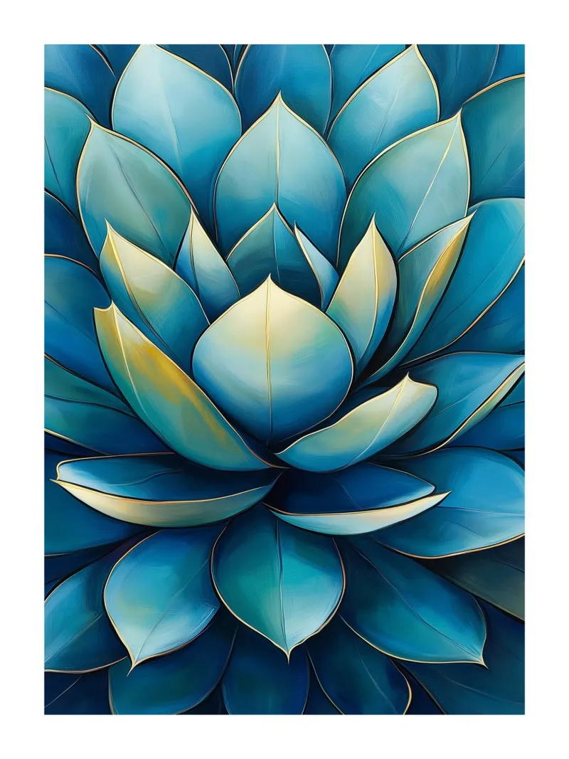 Succulente blu eleganti poster con telaio in alluminio da Flora & Horizon