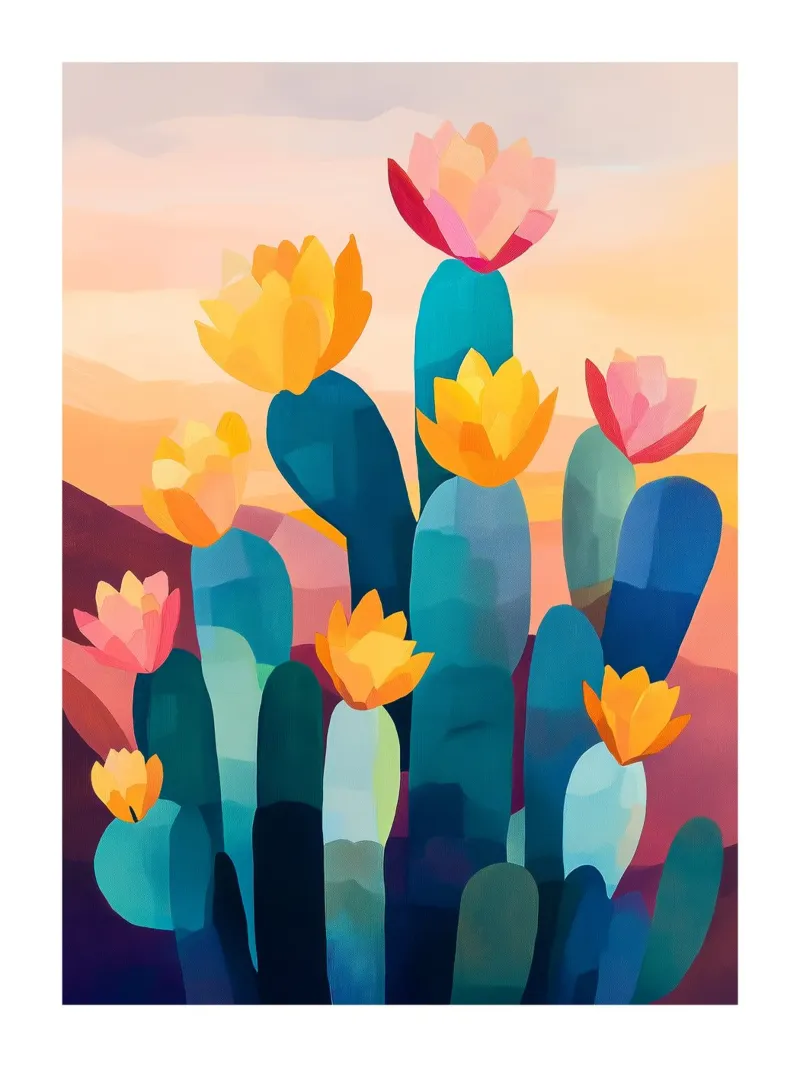 Cactus fiorito colorato alluminio dibond da Flora & Horizon