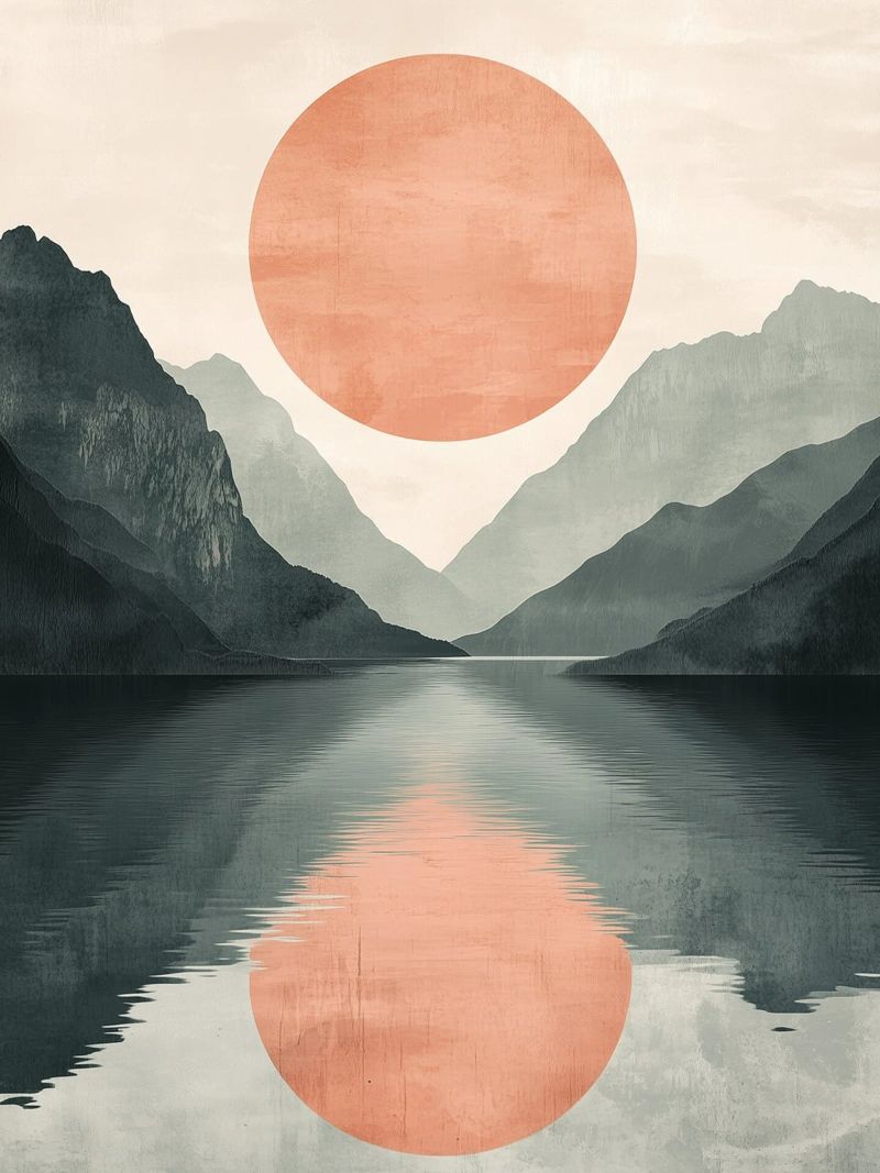 Sonne und Berge Abstrakt Poster von DWA