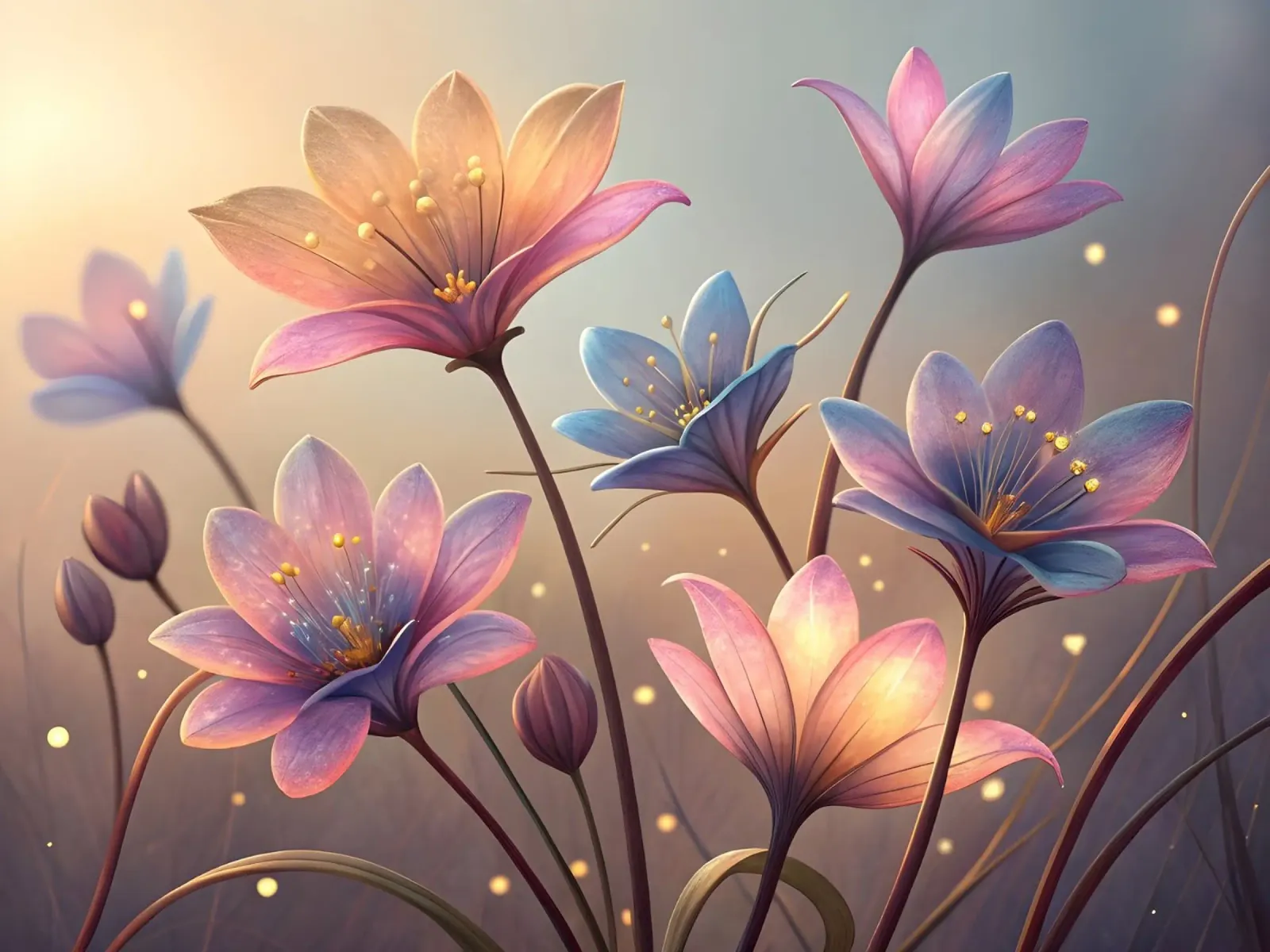 Etherische bloei: Een symfonie van zachte pastelbloemen canvas met Baklijst van Artistic-shop