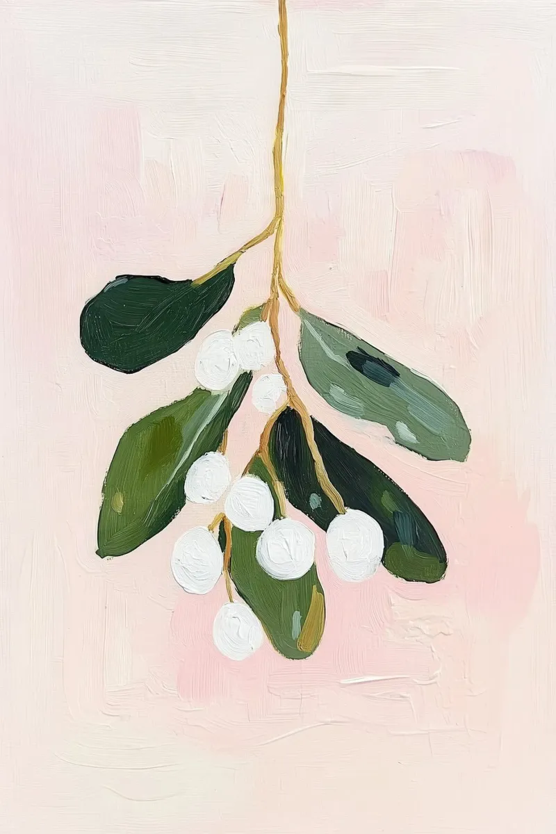 Schattige Abstracte Maretak Poster, Moderne Roze en Groene Print canvas met Baklijst van Little Lila