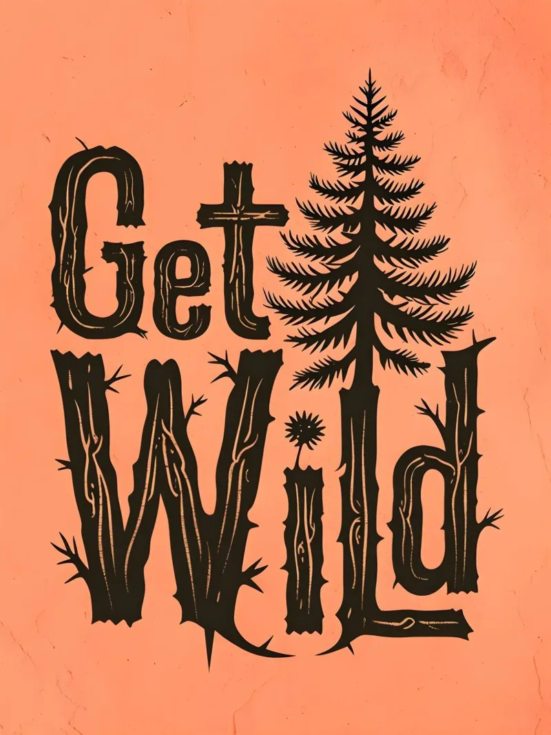 Get Wild - Tipografia ispirata alla natura pellicola backlit da inspirational quote