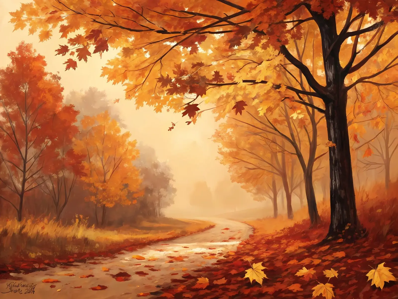 Goldener Pfad des Herbstes Hahnemühle von Artistic-shop