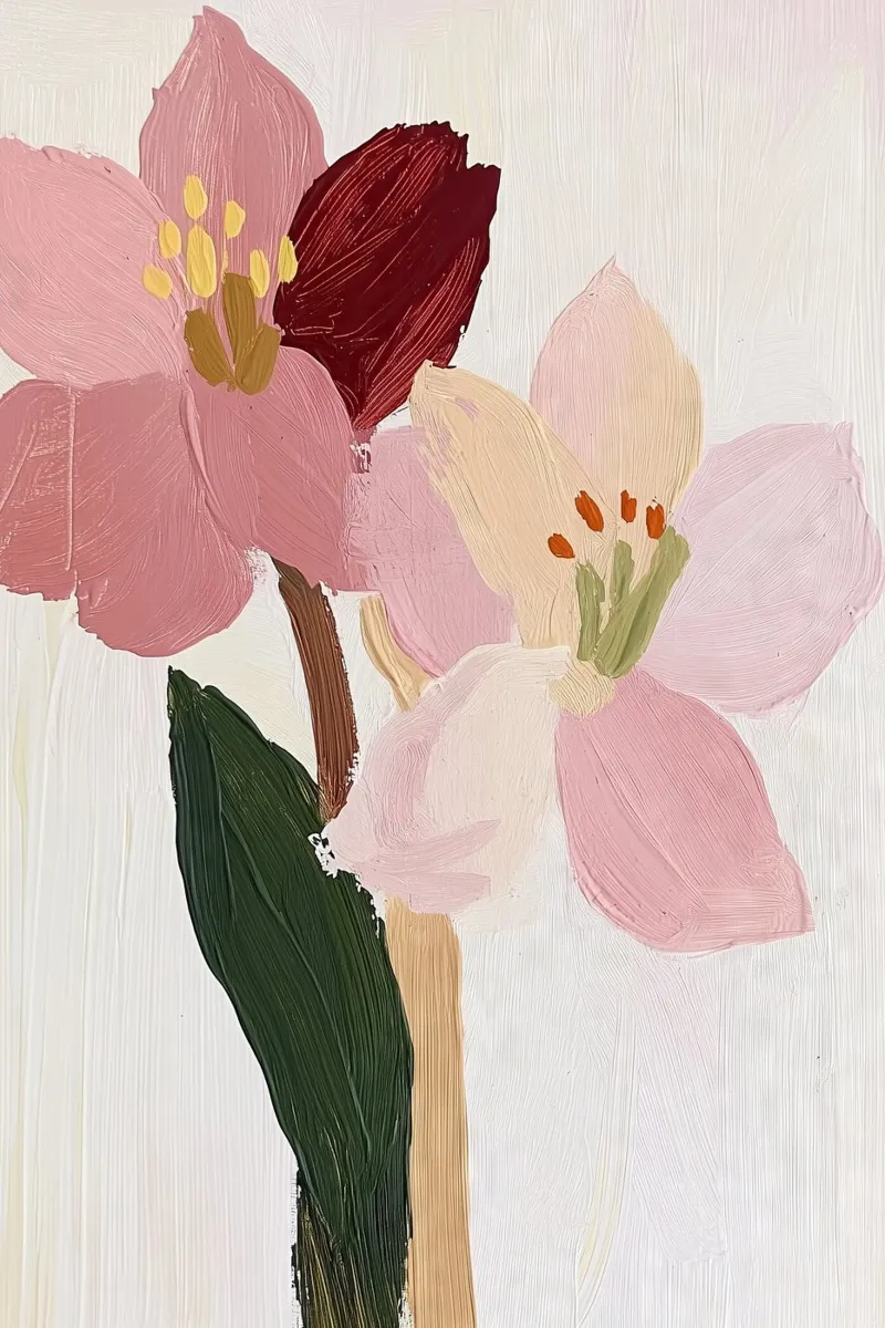 Bloem Abstract Muurkunst, Eigentijds Bloemenschilderij canvas met Baklijst van Little Lila