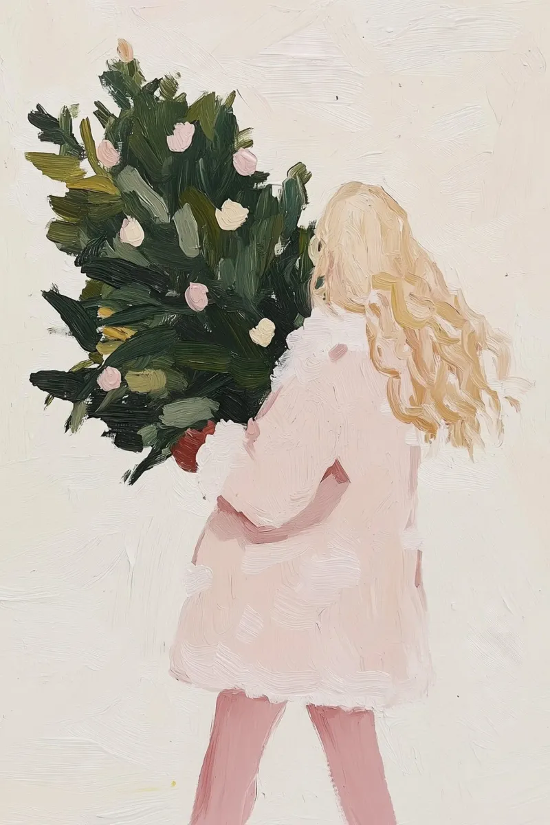 Abstract Muurkunst, Vrouw Illustratie, Hedendaagse Kunst canvas met Baklijst van Little Lila