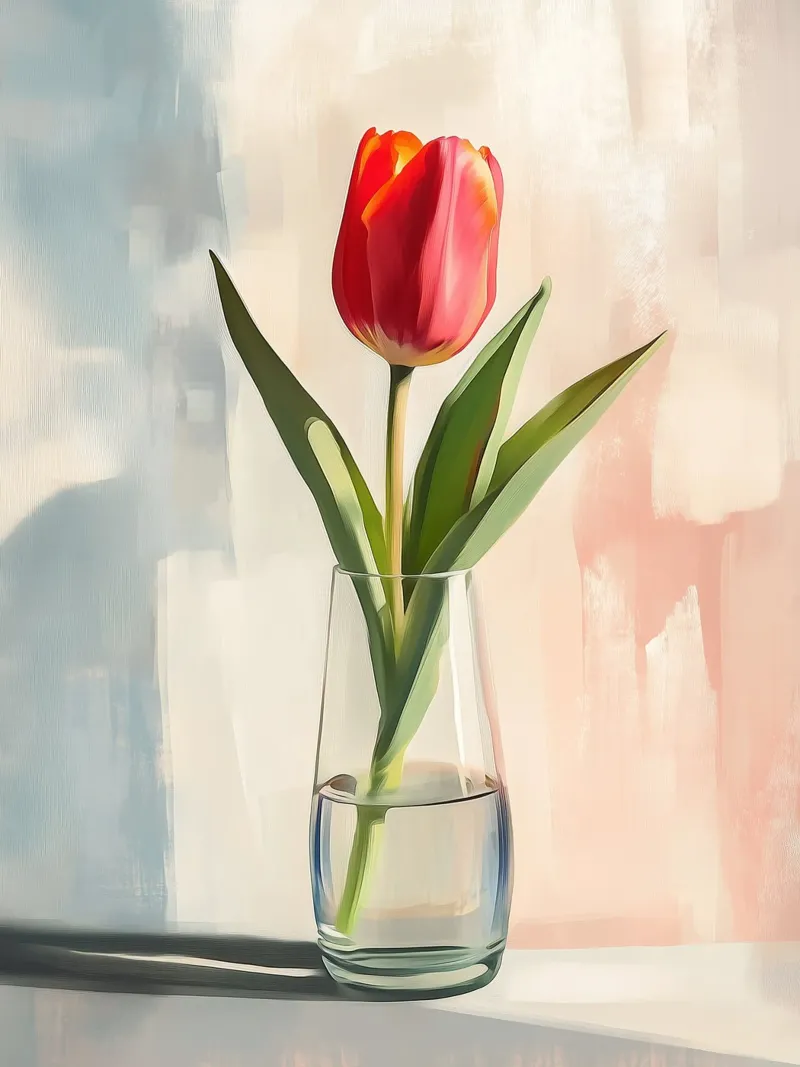 Einsame Tulpe Leinwand von Flora & Horizon