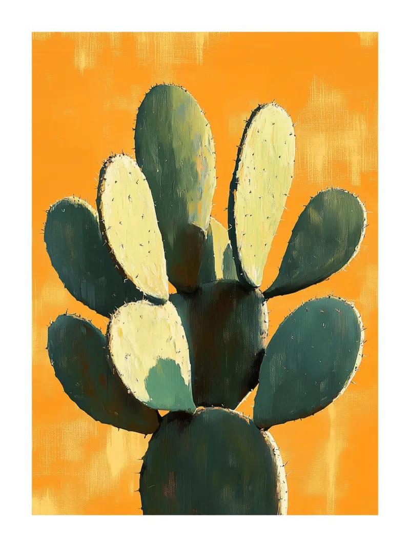 Cactus soleggiato poster con telaio in legno da Flora & Horizon