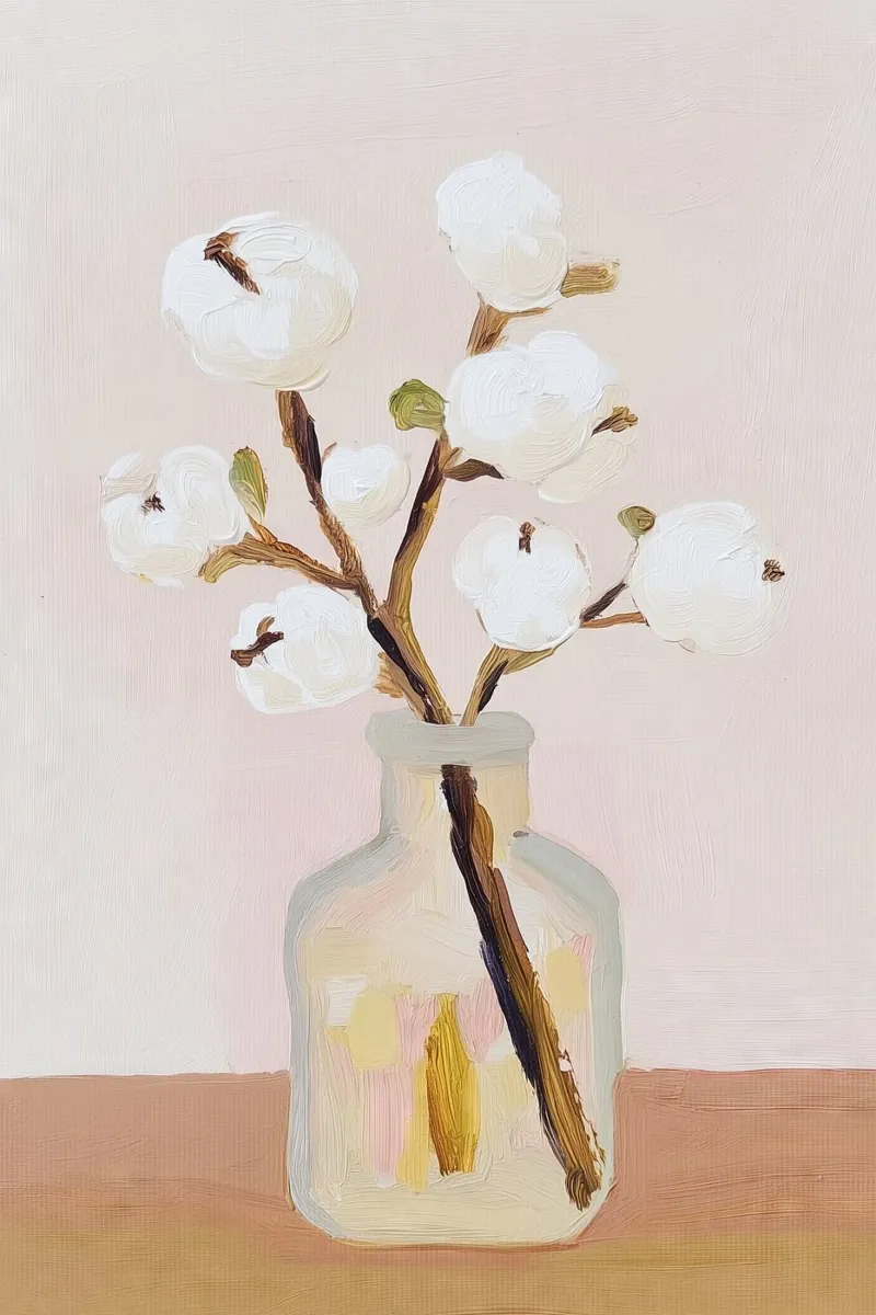 Botanische Abstracte Kunst, Eigentijdse Muurkunst, Bloemen Poster canvas met Baklijst van Little Lila