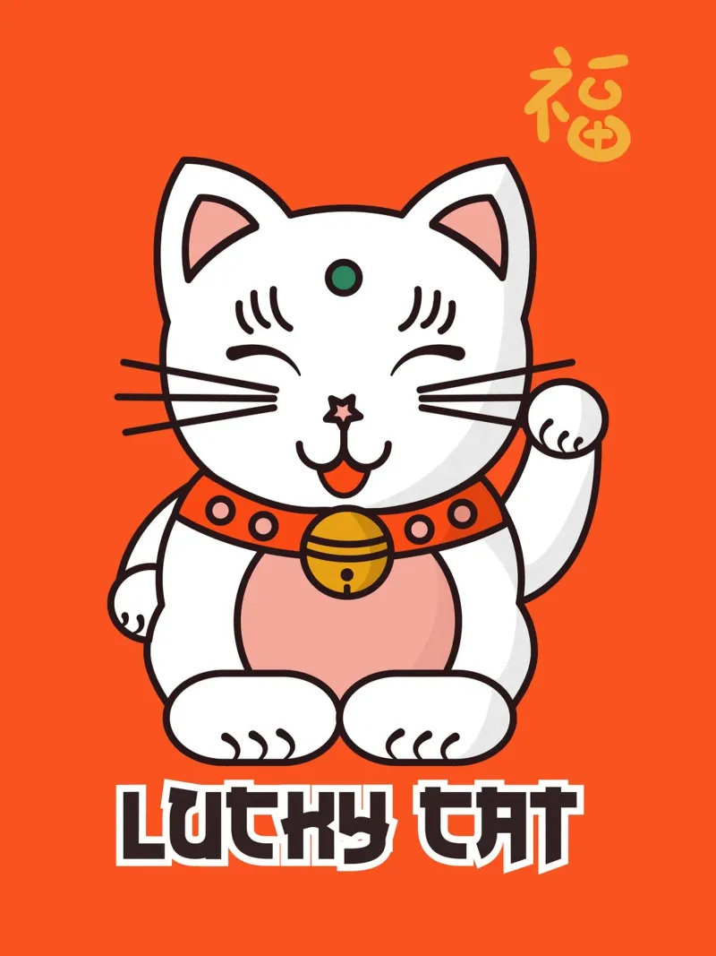 Lucky Cat - Japanese Maneki Neko Print pellicola backlit da showmemars