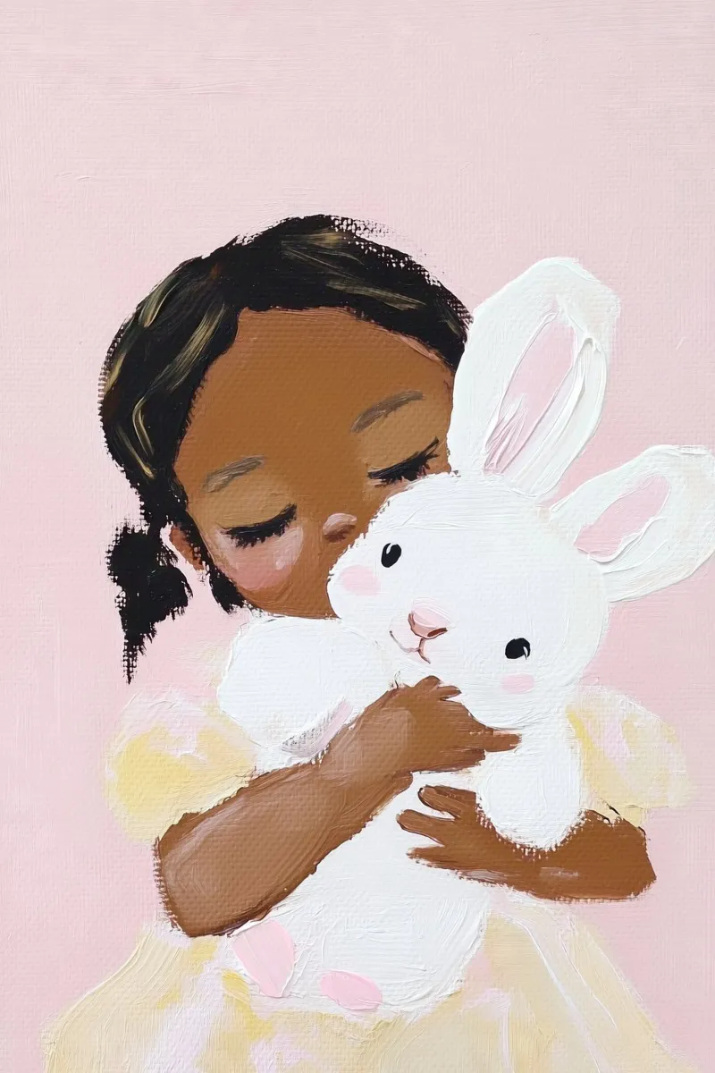 Stampe per la cameretta, stampe per la stanza dei bambini, decorazioni per la stanza dei giochi rosa poster con telaio in legno da Little Lila