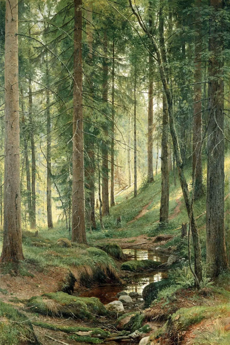Ivan Shishkin - Stream in the Forest (On the Hillside) hahnemühle by William Store