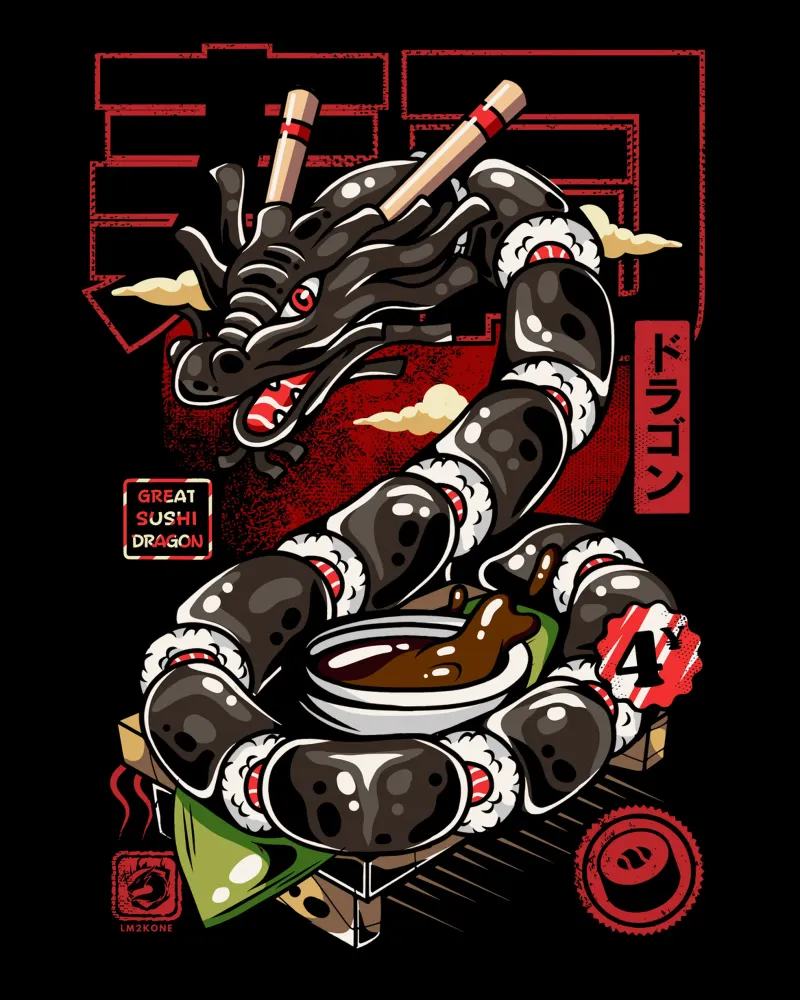 Grande Sushi Dragon giapponese pellicola backlit da LM2KONE